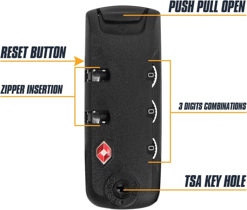 Ech.Apr 2-Pack TSA Locks for Luggage, Luggage Locks TSA Approved, Small Travel Combination Lock for Luggage Bag Backpack Baggage Suitcase, Black EA345W - Image 2